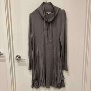 KENSIE Lagenlook Cozy Jersey Shift Dress Cinch Neck Waist to Hem Pockets XL